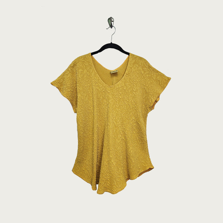 Bias Shell in Gold Textured Silk