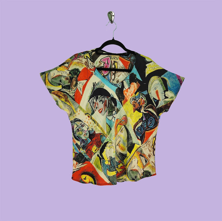 Bias Shell in Picasso Multicolor Printed Silk