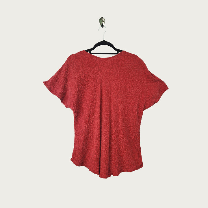 Bias Shell in Red Textured Silk