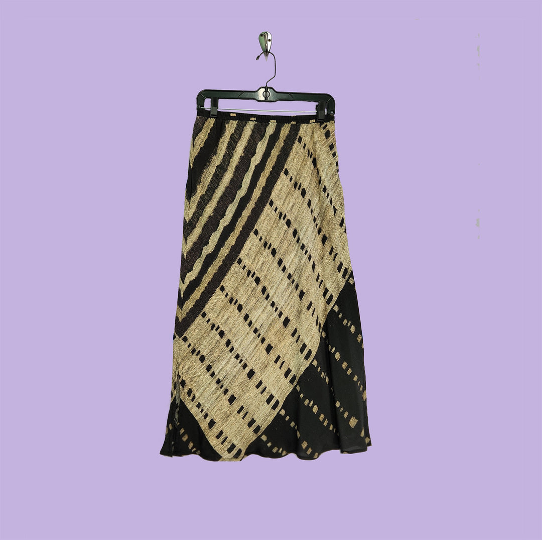 Midi Skirt in Basketweave Printed Silk