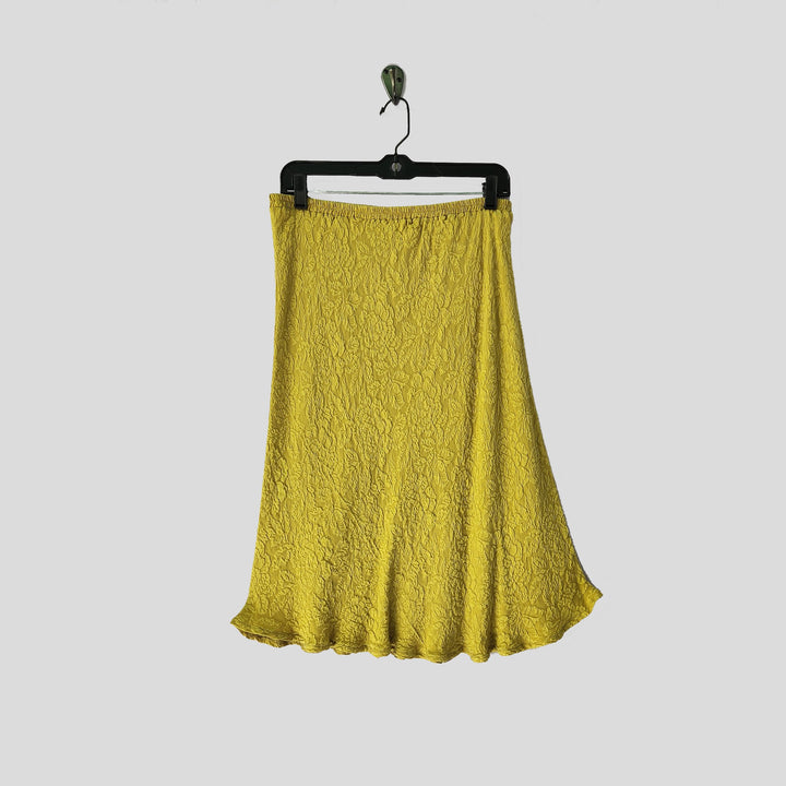 Knee Length Skirt in Tuscan Gold Textured Silk