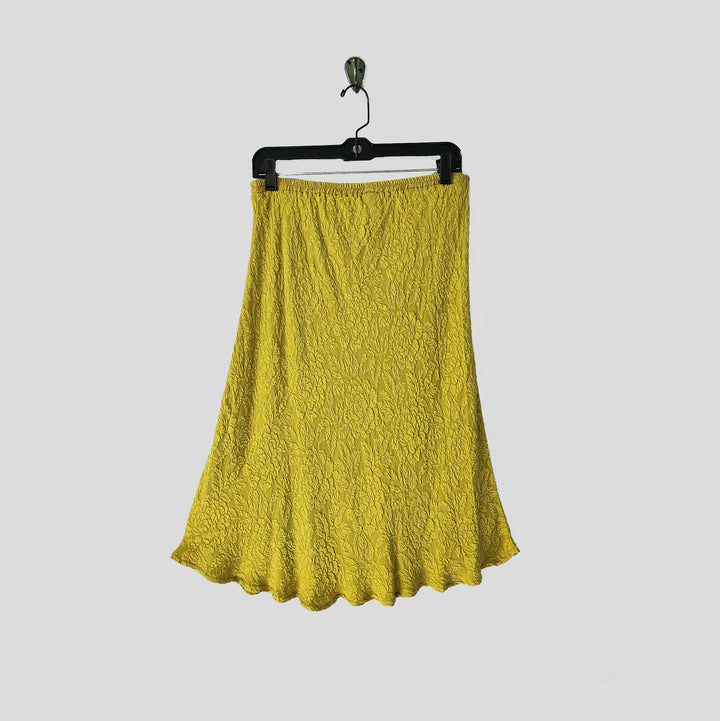 Knee Length Skirt in Tuscan Gold Textured Silk