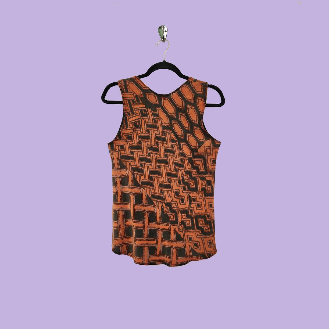 Bias Tank in Afibi Copper Printed Silk