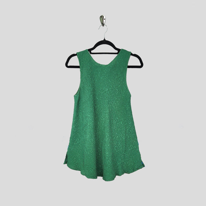 Bias Tank in Brazilian Green Textured Silk