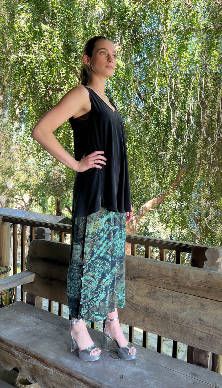 Bombay Pants in Mosaic Green Printed Silk