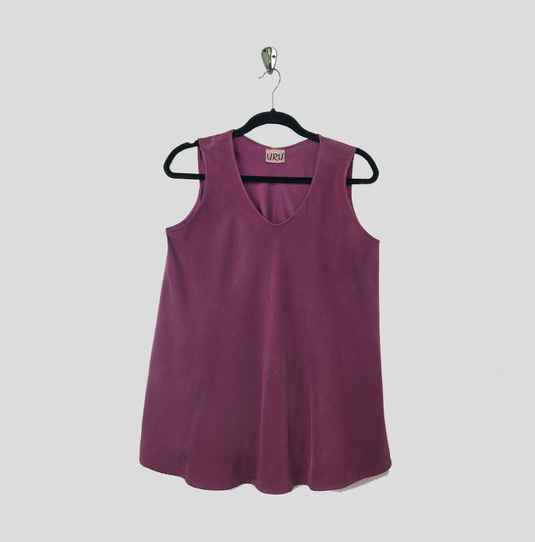 Bias Tank in Mulberry Charmeuse Silk