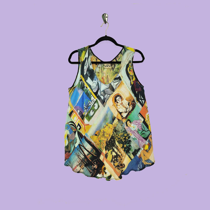 Bias Tank in Intuition Multicolor Printed Silk