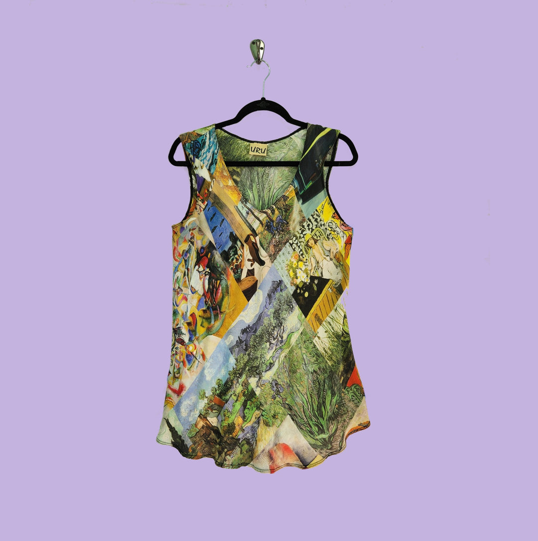 Bias Tank in Timeless Multicolor Printed Silk