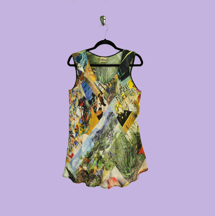 Bias Tank in Timeless Multicolor Printed Silk