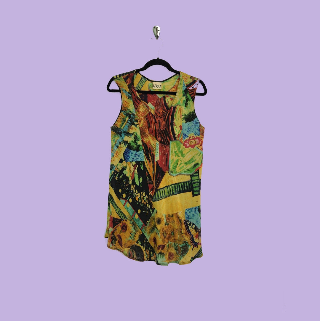 Bias Tank in URU Gold Printed Silk