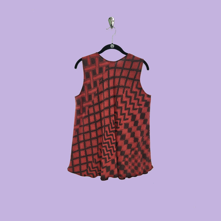 Bias Tank in Afibi Red Printed Silk