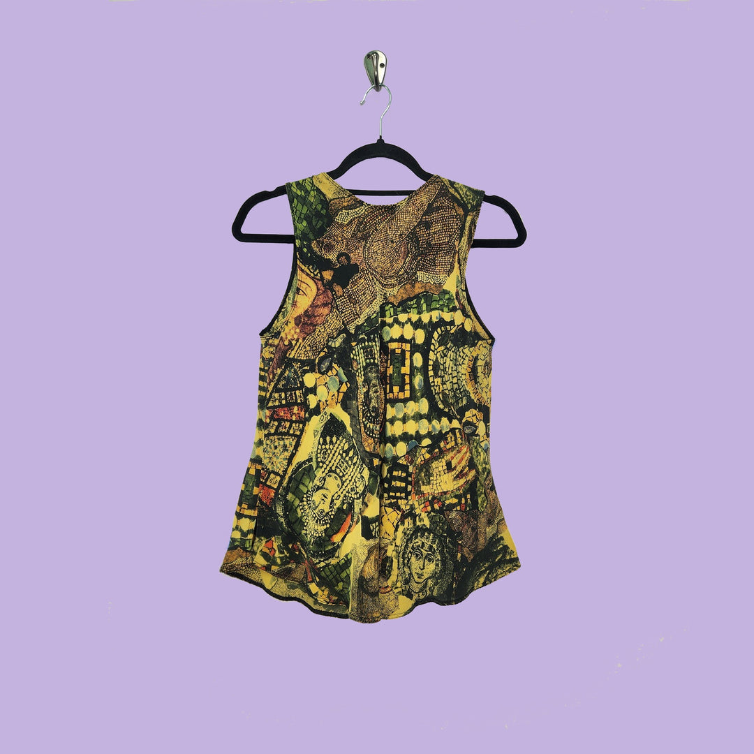 Bias Tank in Mosaic Gold Printed Silk