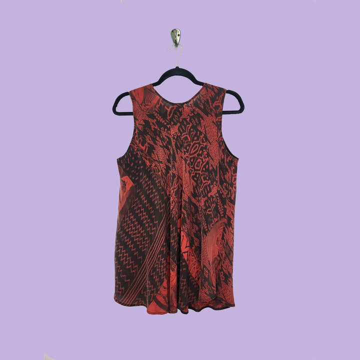 Bias Tank in Surrealist Red Printed Silk