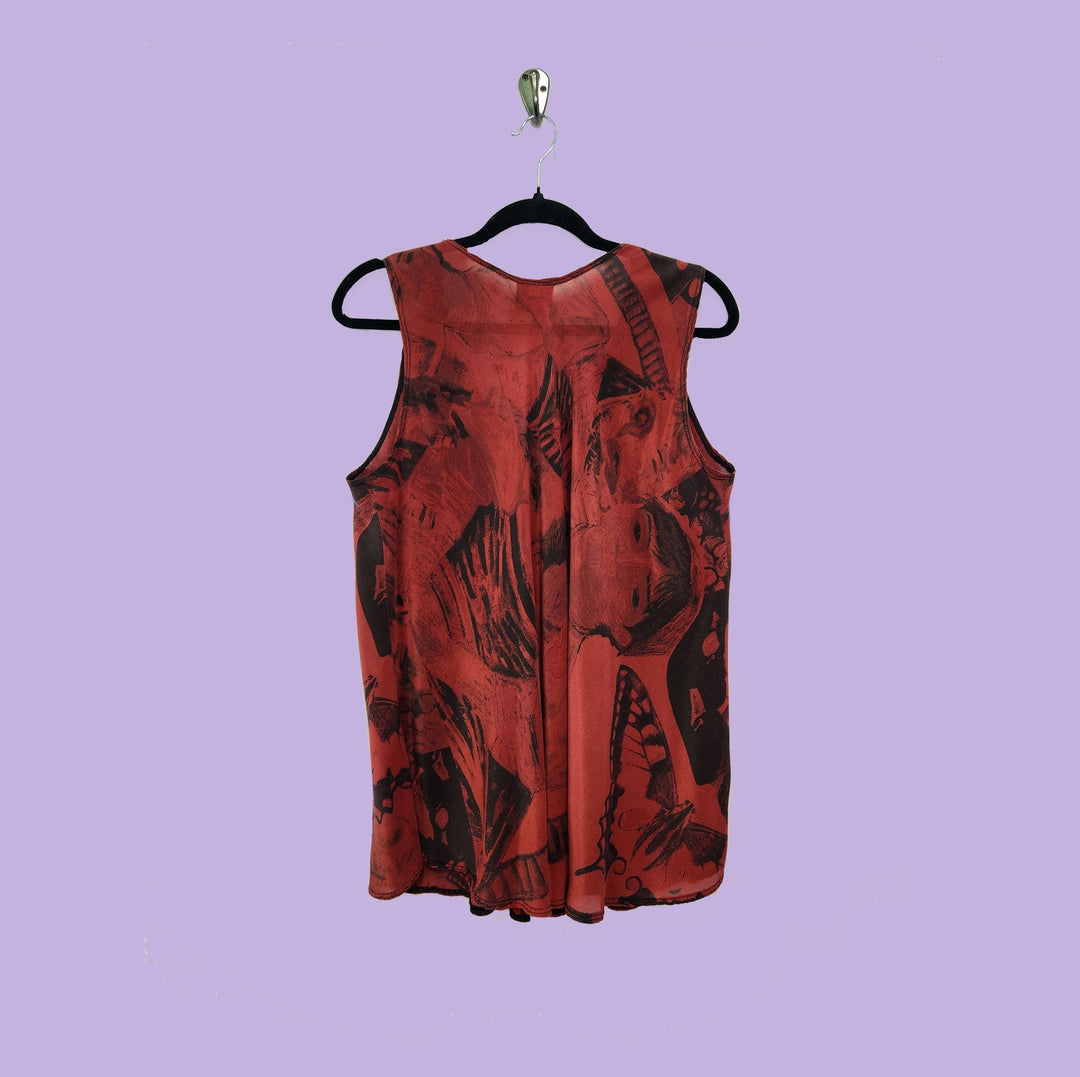 Bias Tank URU Red & Black Printed Silk