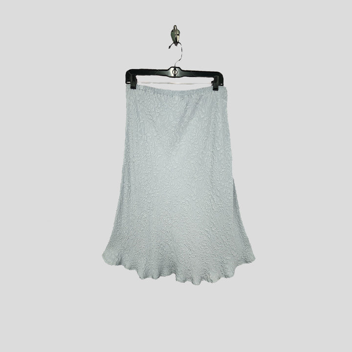 Knee Length Skirt in Silver Textured Silk