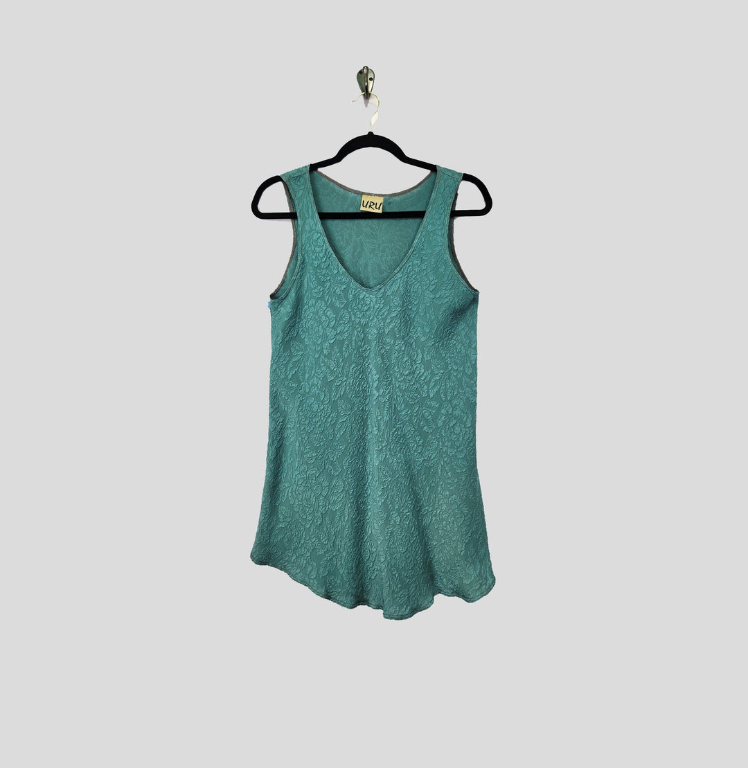 Bias Tank in Spruce Textured Silk
