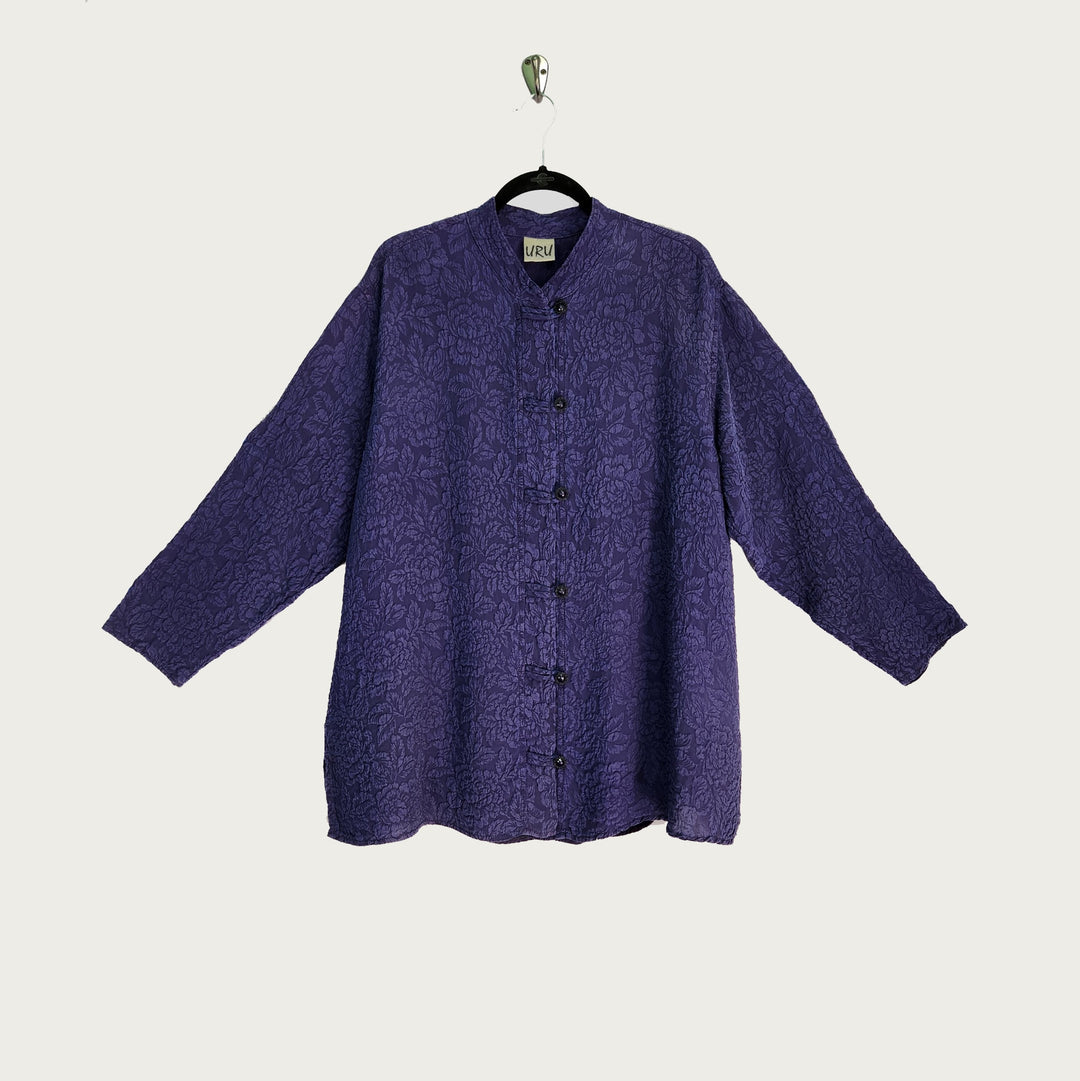 Boat Coat in Iris Textured Silk