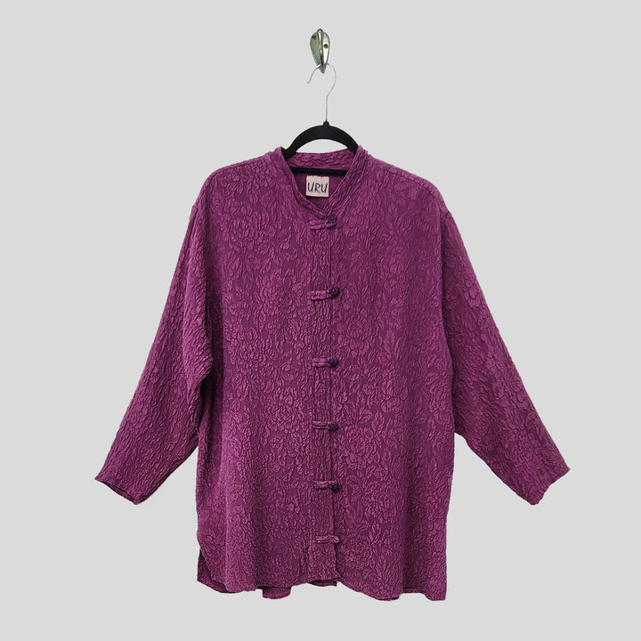 Boat Coat in Mulberry Textured Silk