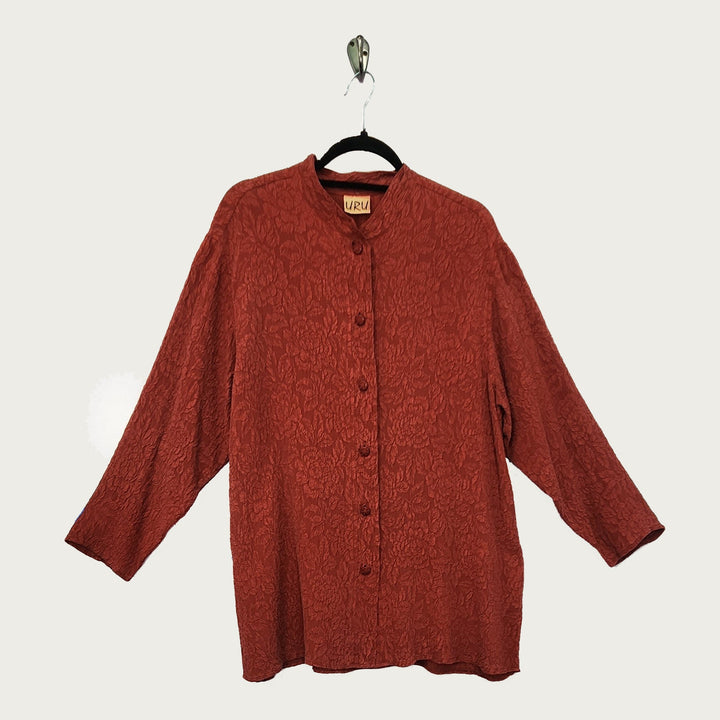 Boat Coat in Royal Red Textured Silk