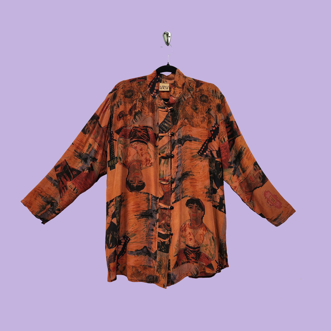 Boat Coat in URU Red Printed Silk