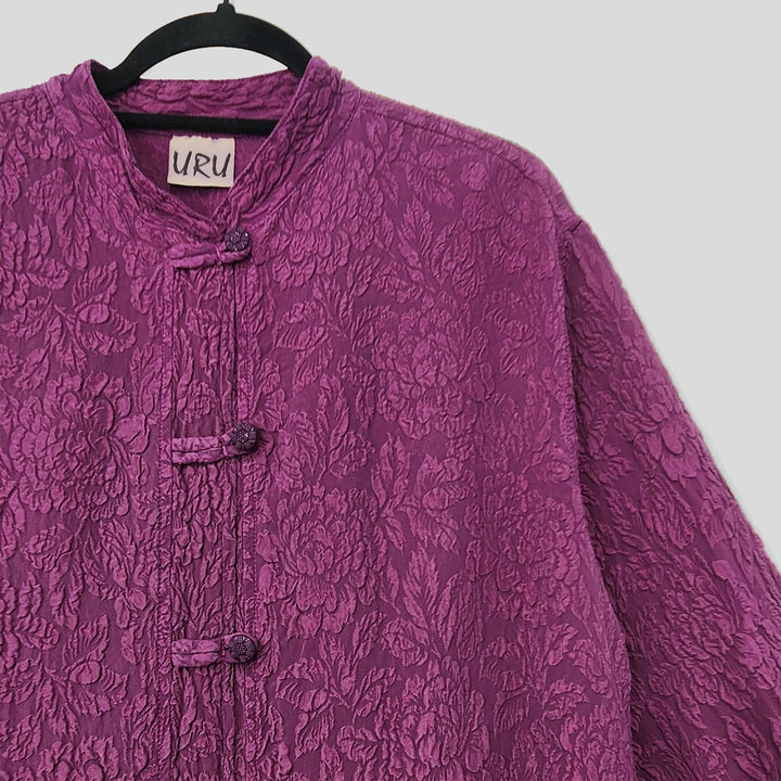 Boat Coat in Mulberry Textured Silk