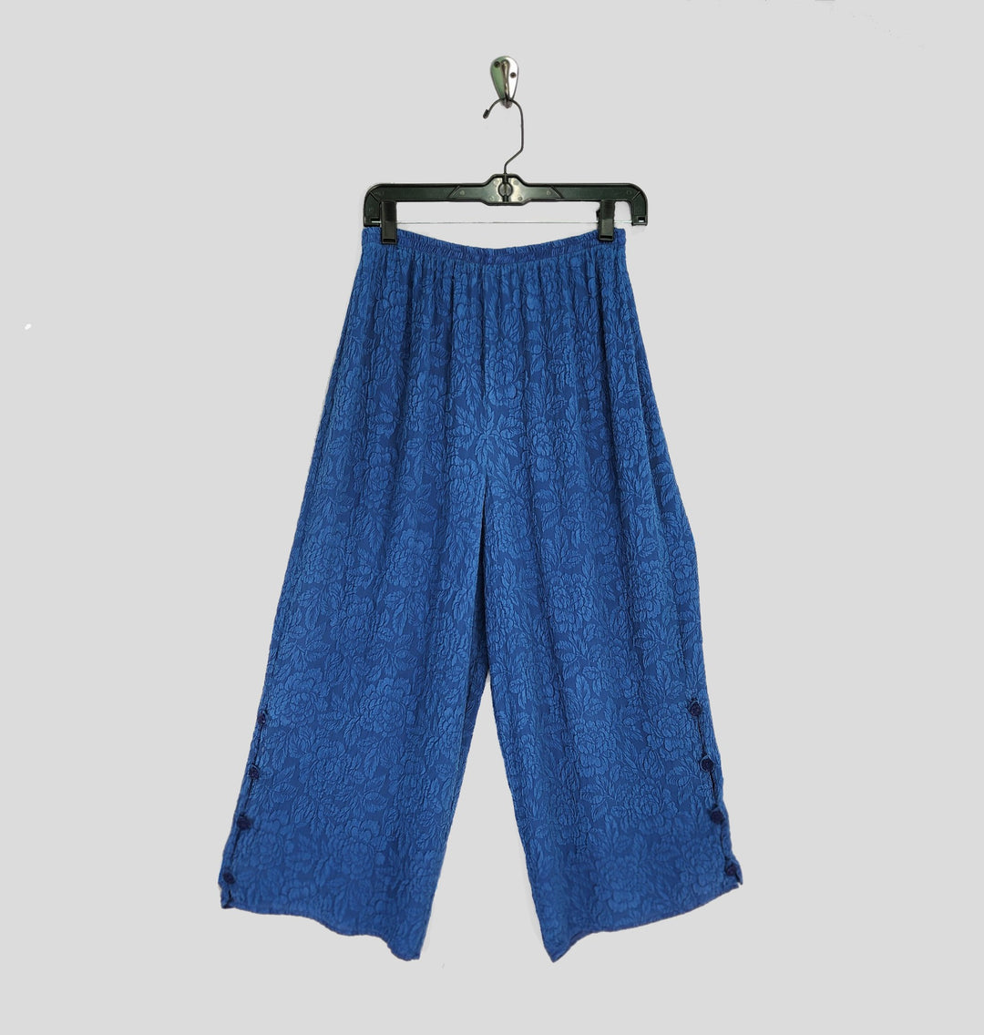 Bombay Pants in Hawaiian Blue Textured Silk