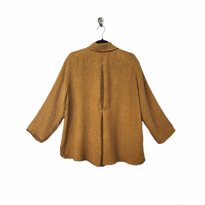 Camp Shirt in Brown Spice Textured Silk