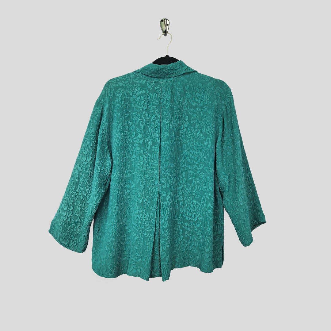 Camp Shirt in Peacock Textured Silk