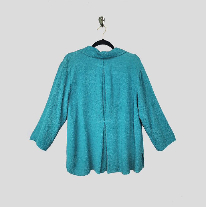 Camp Shirt in Turquoise Textured Silk