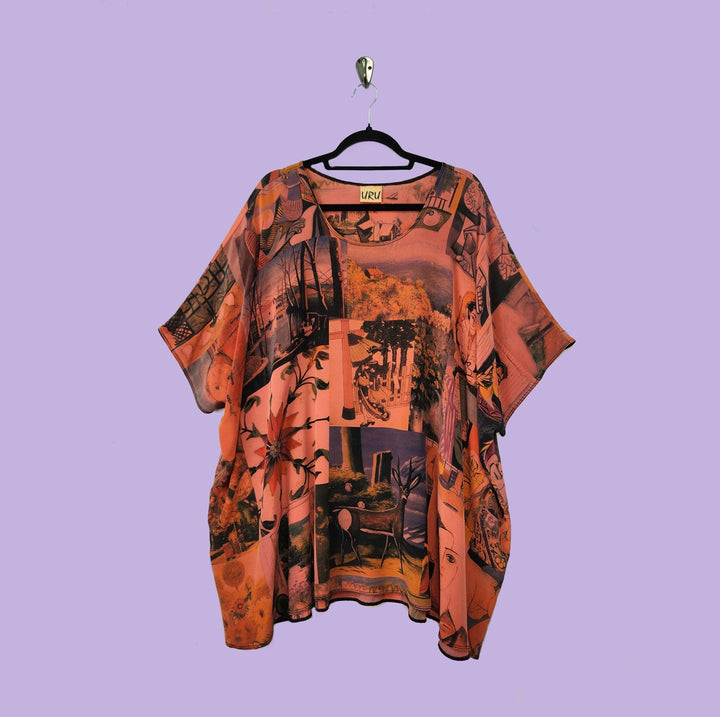 Canary Tunic in Intuition Coral Printed Silk