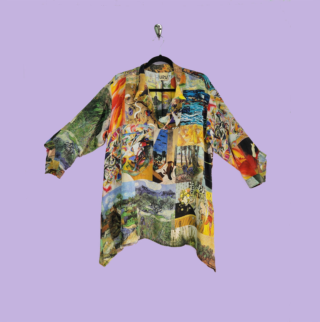 Catalina Tunic in Timeless Multicolor Printed Silk