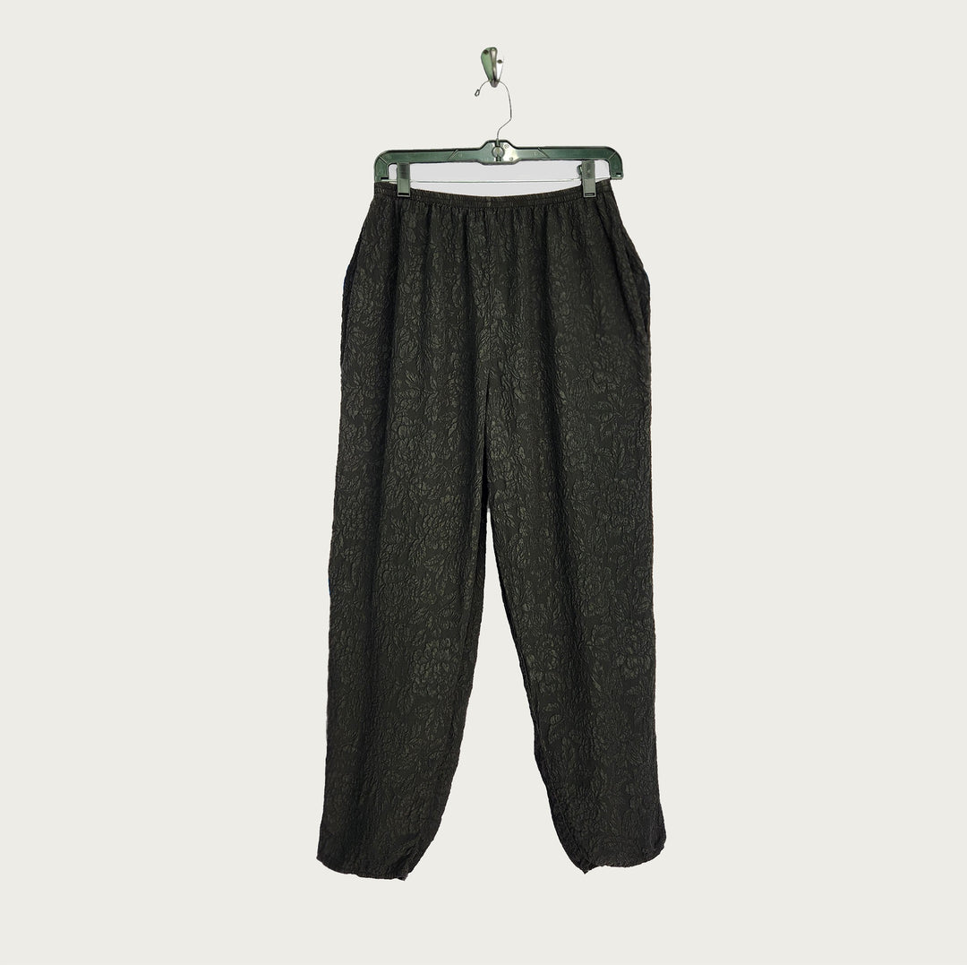 Chinese Pants in Black Textured Silk