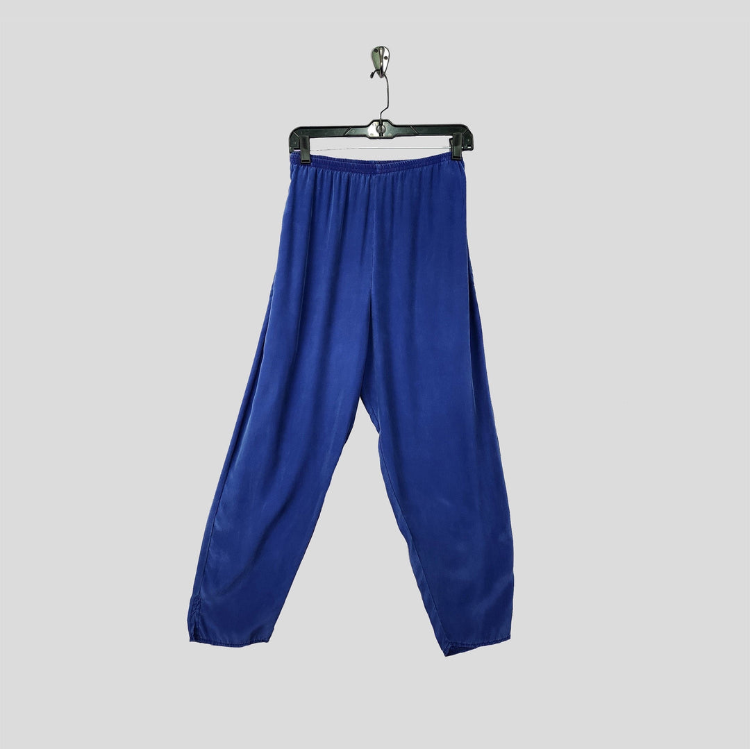 Chinese Pants in Indigo Charmeuse Silk