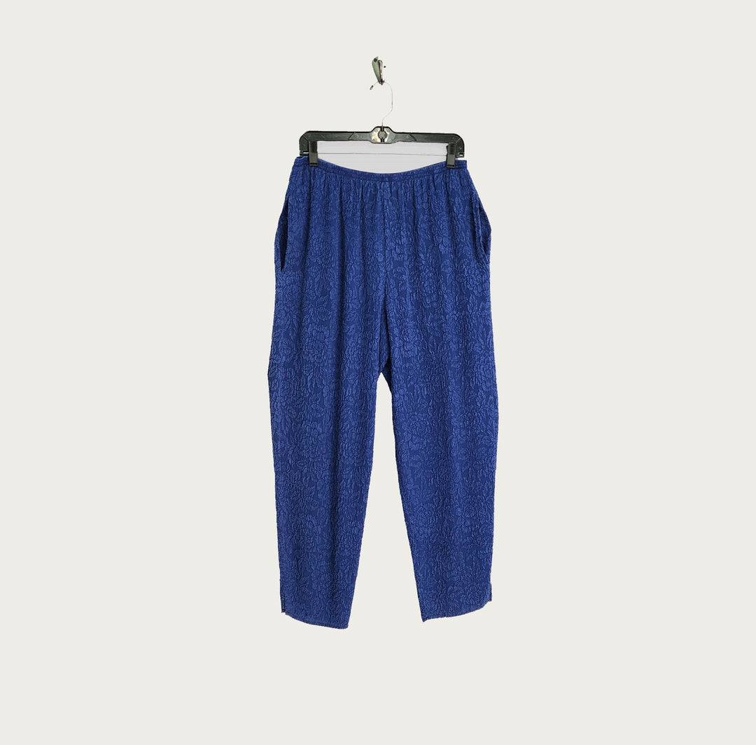 Chinese Pants in Indigo Textured Silk
