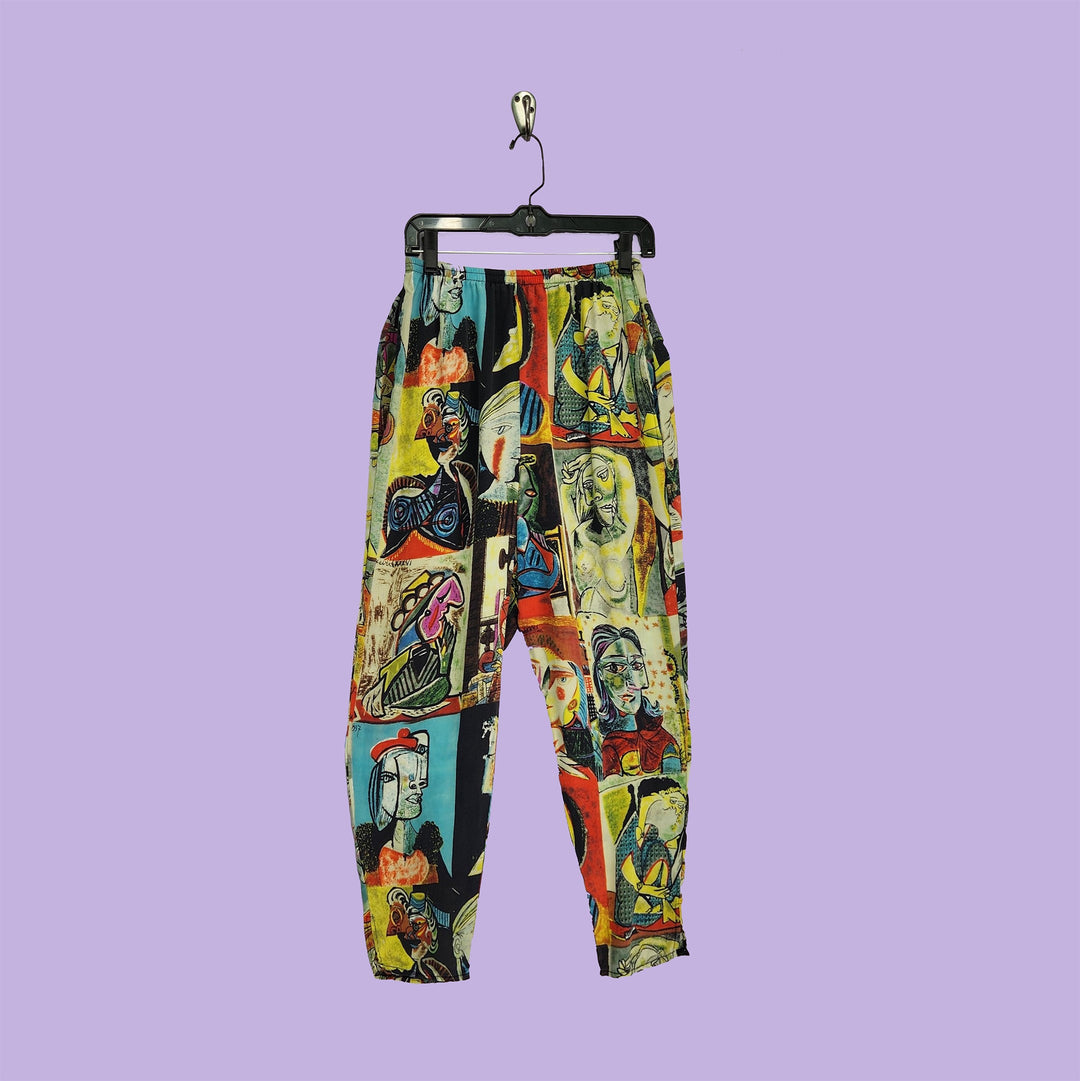Chinese Pants in Picasso Multicolor Printed Silk