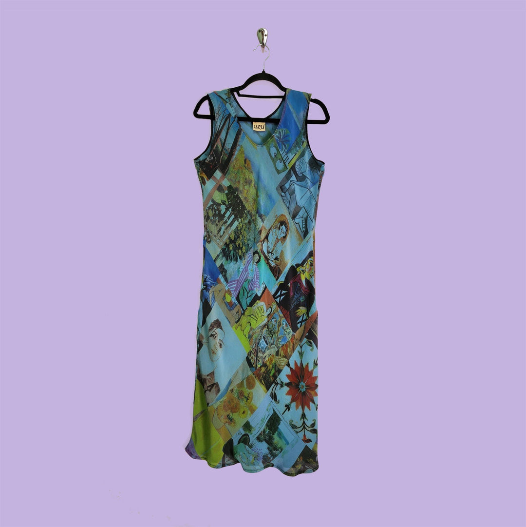 Cocktail Dress in Intuition Blue Printed Silk