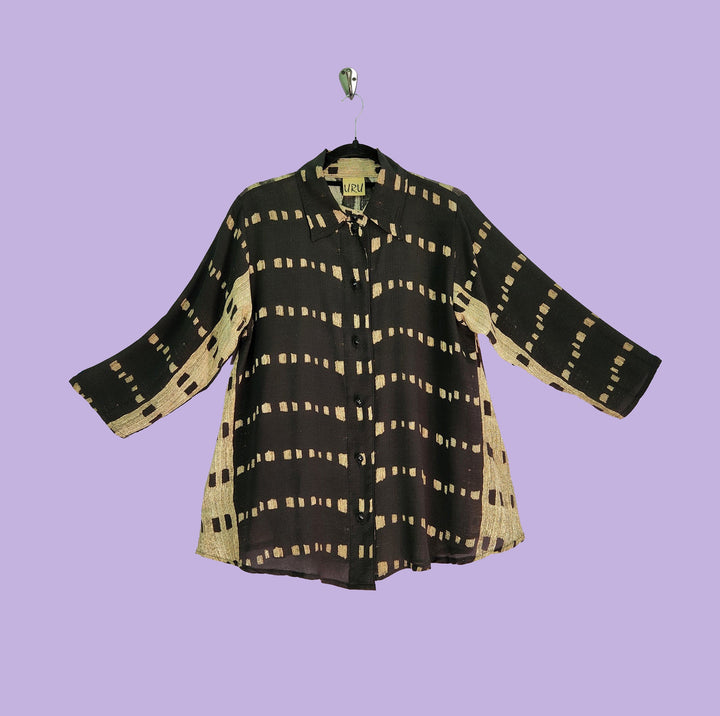 Country Shirt in Basketweave Printed Silk