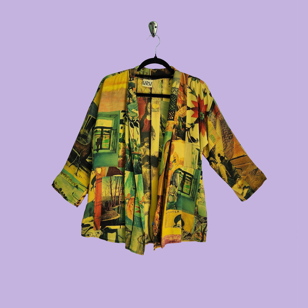 Crop Jacket in Intuition Gold Printed Silk