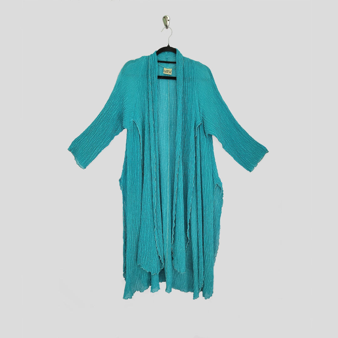 Sheer Dream Coat in Turquoise Braided Silk