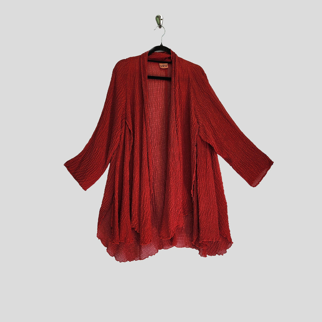 Sheer Dream Jacket in Red Braided Silk