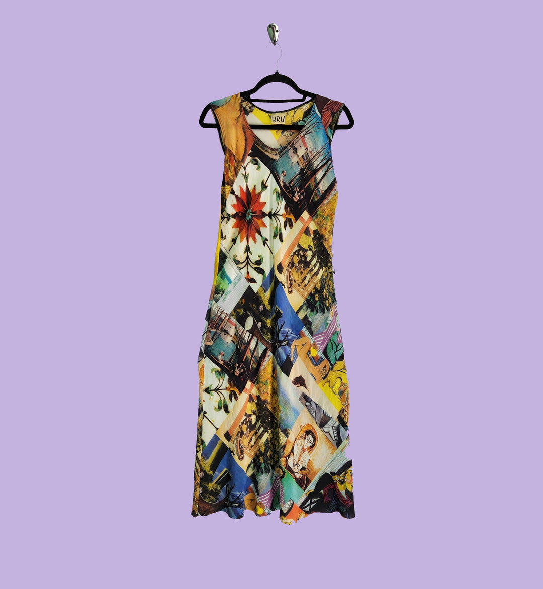 Cocktail Dress in Intuition Multicolor Printed Silk