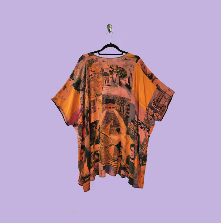 Canary Tunic in Intuition Coral Printed Silk