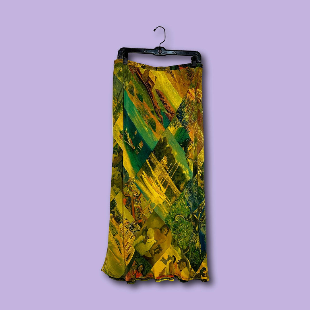 Long Skirt in Last Impression Gold Printed Silk