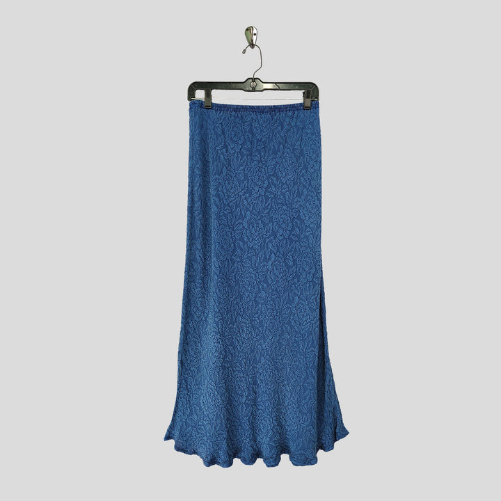 Long Skirt in Hawaiian Blue Textured Silk