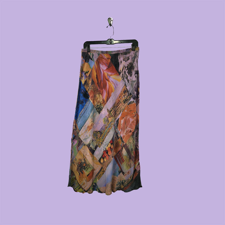 Long Skirt in Last Impression Lilac Printed Silk