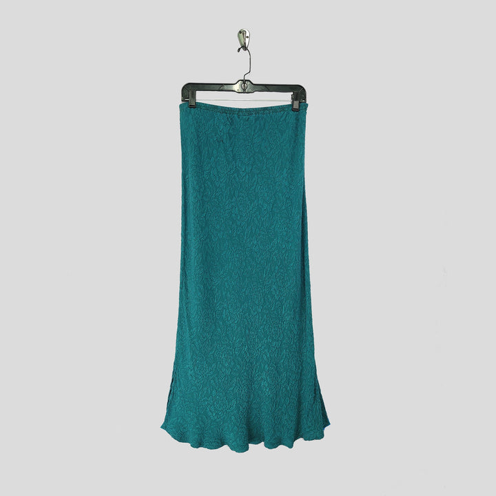 Long Skirt in Peacock Textured Silk