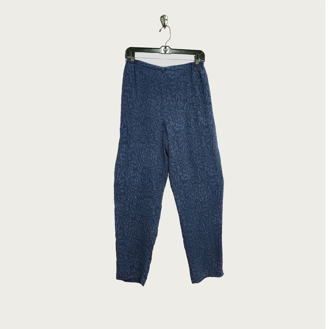 Pencil Pants in Bahama Blue Textured Silk
