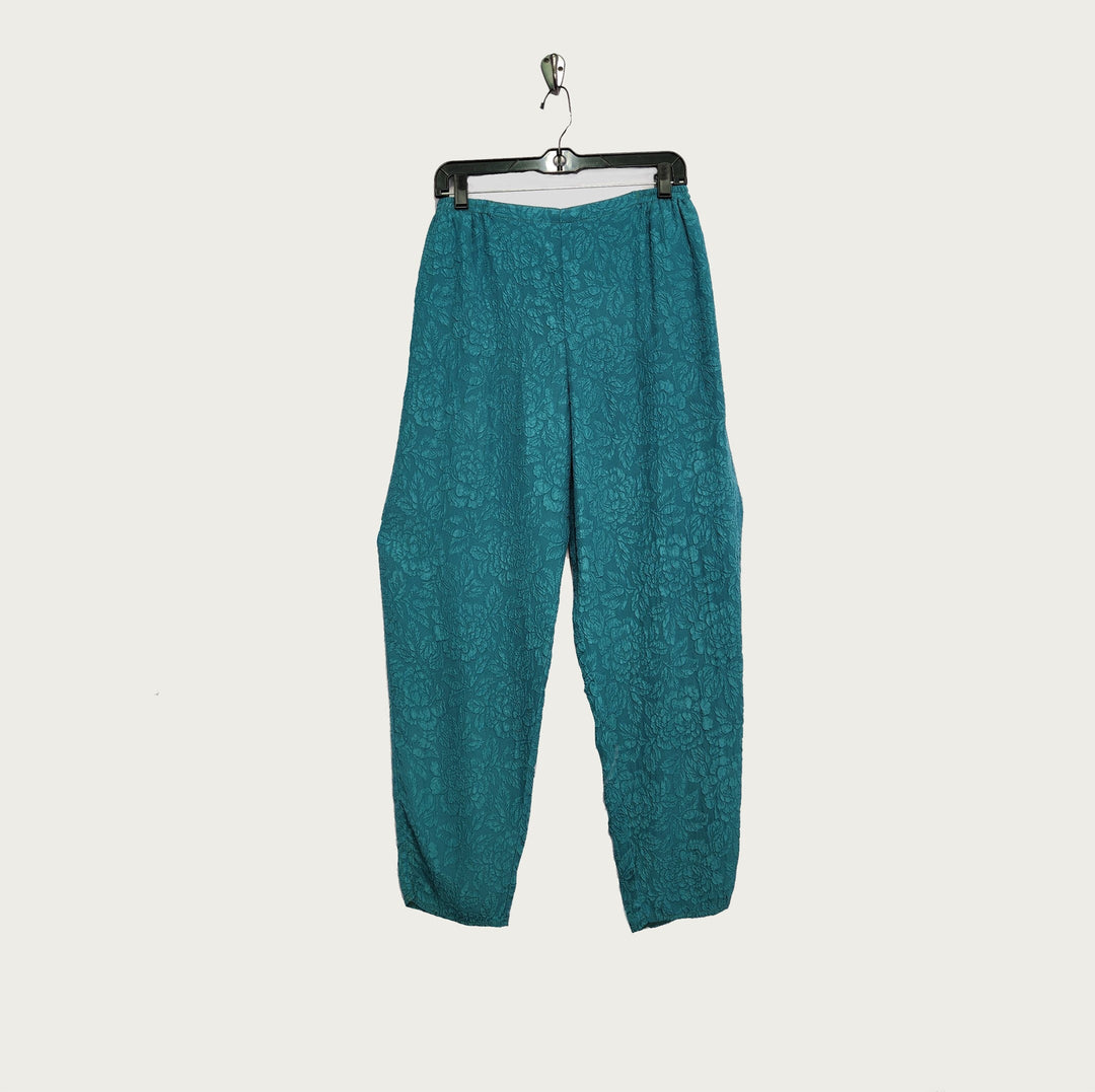 Pencil Pants in Peacock Textured Silk