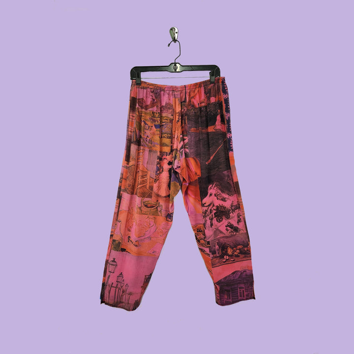 Pencil Pants in Surrealist Pink Printed Silk