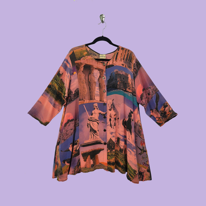 Picnic Tunic in Harmony Coral Printed Silk